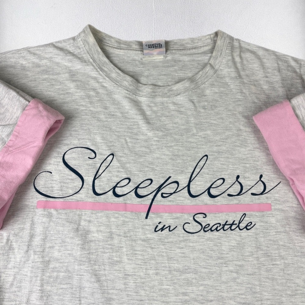 Vintage Sleepless in Seattle T-Shirt Mens XL Gray Toast & Jammies Graphic 90s - Picture 1 of 9